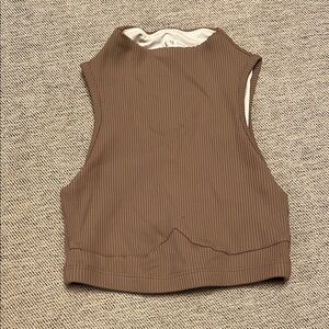 ***LIKE NEW*** Year of Ours Ribbed Mock Neck Cropped Tank - Taupe
